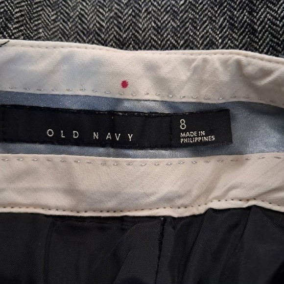 Vintage OLD NAVY 8 Gray Pants Herringbone Tweed Wide Leg Wool Blend Office - Picture 7 of 8